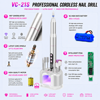Vantrend Beauty - Perceuse à ongles électrique rechargeable en aluminium, longue durée de vie de la batterie, moteur brossé, portable, sans fil, 0-35000 tr/min