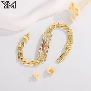 Bracciale Classico Religioso San Giuda con Croce, in Rame Placcato Oro, Semplice ed Elegante, per Uomo e Donna - Product Image 4