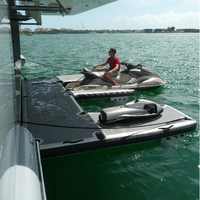 Drop Stitch Matériau antidérapant en grain de bois Ponton flottant Plate-forme de jet ski gonflable Jetski E Dock
