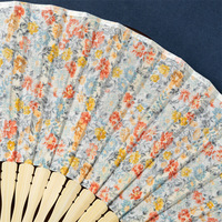 Éventail de danse en coton écologique de style chinois, petit et portable, à faire soi-même, motif floral ancien, éventail en bambou, style Cheongsam de la dynastie Han