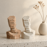 Statue de buste en céramique abstraite géométrique Wabi-Sabi, vase de table, sculpture artisanale écologique