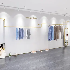 Roségold Metall Wand kleidung Hänge schiene Display Rack für Boutique Garment Store