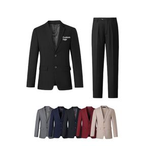 Costume d'affaires sur mesure taille européenne pour hommes et femmes, ensemble de 2 pièces, ensemble de luxe pour le bureau, blazer formel pour les entreprises - Product Image 2