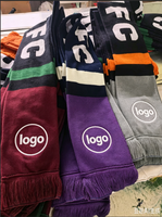 Kein Moq Custom Printed Polyester Gestrickt Winter Jacquard Schals Fußball Fußball Sport Fan Schal