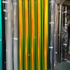 CHDD01 1.35*18M Holographic Electroplate Rainbow Chrome Car Wrapping Film Blue/Green/Gold Neo Mirror Chrome Car Vinyl Wrap