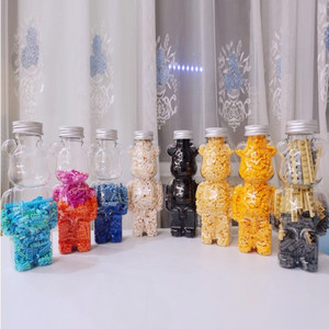 Bouteilles en plastique Teddy Bearbrick de 350 ml, 500 ml, 700 ml, pots à oursons en gélatine pour bonbons, chocolat, emballage avec couvercles pour le stockage des aliments - Product Image 2