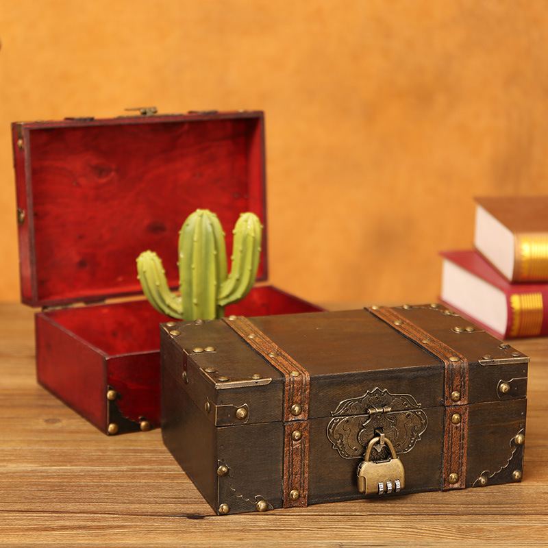 Античная деревянная прямоугольная отделочная коробка креативный декоративный реквизит Набор для хранения деревянная коробка с замком плоская деревянная коробка