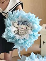 Karangan Bunga Kartun Anjing Bertelinga Besar Hadiah Hari Valentine Buket Biru Muda Buket Bunga Awet