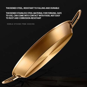 Custom Stainless Steel Paella Pans with Heat Resistant Handles for Seafood Cooking - Product Image 2