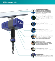 Palans de levage automatiques Toyo avec télécommande sans fil, capacité de 100, 125, 250, 300, 500, 600 kg, palan intelligent à câble métallique