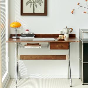 Escritorio de Madera Maciza Estilo <span class=keywords><strong>Bauhaus</strong></span> Vintage, Escritorio Simple Retro para Apartamentos Pequeños, Mesa de Estudio para Oficina en Casa con Cajón, Escritorio SR DIY - Product Image 4