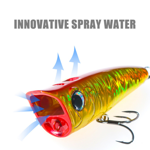 Leurre de pêche flottant OEM ODM Top Water Popper 75mm 90mm 6 couleurs, leurre dur pour la pêche <span class=keywords><strong>en</strong></span> <span class=keywords><strong>mer</strong></span>, lac et roche - Product Image 6