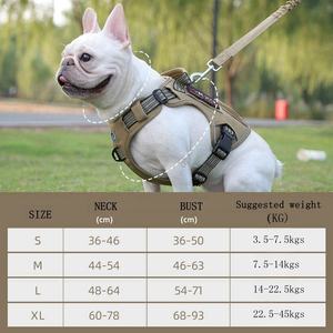 プル調整可能ペットハーネス反射サービストレーニング簡単制御ペットベスト働く犬用ハーネスなし - Product Image 5