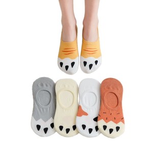 Calcetines de Algodón con Diseño de Pata de Gato, Calcetines Invisibles de Corte Bajo con Silicona, Absorbentes de Sudor, Casuales - Product Image 1