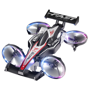 Jouet Quadricoptère <span class=keywords><strong>RC</strong></span> 2-en-1 : Voiture Télécommandée 2,4 GHz, Drone <span class=keywords><strong>RC</strong></span> et Voiture de Course Terrestre avec Éclairage, Capotonnements 360° et Fonction de Dérapage - Product Image 2