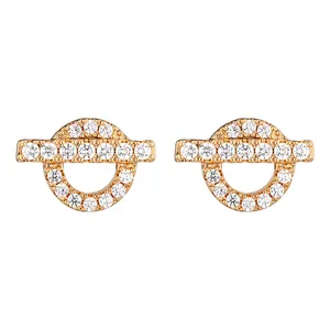 Classic Design Korean Style CZ Cubic Zirconia Round Shiny Stud Earrings letter Q Super Fairy Premium Earrings