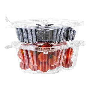 Envases con bisagras de plástico PET desechables reciclables de alta calidad 24oz para frutas y arándanos - Product Image 5