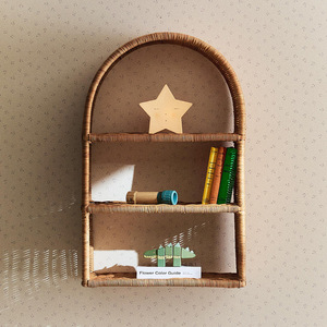 Rattan Tiered Wall <b>Shelf</b> 3-Tier Arched Design Multipurpose Storage <b>Rack</b> For Living Room Bedroom Home Decor - Product Image 1
