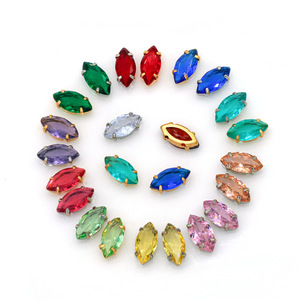Strass en zircon synthétique marquise, sertis à la main, base dorée, ovale à quatre trous, pour accessoires de robe de mariée et de chaussures DIY - Product Image 5