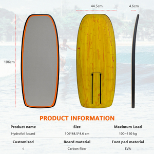 Lightweight 106cm Carbon Fiber Hydrofoil Surfboard Wood Grain Non-Motorized Board for Ocean Water <b>Surfing</b> Includes Bag 106 Carbo - Product Image 5
