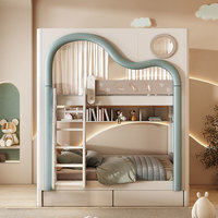 Modernes, Schlichtes Luxus Hoch-Tief-Etagenbett aus Massivholz für Jungen und Mädchen, Multifunktionale Mutter-Kind-Nutzung für Kinderzimmer