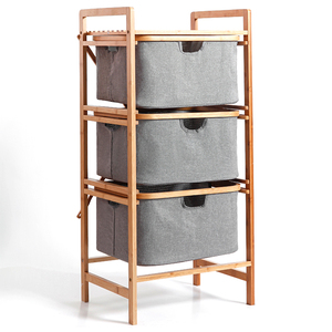 Direct Selling Custom Durable Foldable Bamboo Clothes Laundry Bathroom Corner Shelf Rack Storage