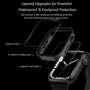 Custodia Impermeabile in Vetro Temperato All-in-One per <span class=keywords><strong>Apple</strong></span> <span class=keywords><strong>Watch</strong></span> Serie 11 9 <span class=keywords><strong>8</strong></span>, Bordo Dritto Opaco Elettroplaccato, Protezione Completa - Product Image 3