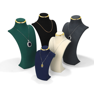 巨大な黒色のフラットなダミーホルダー、リネン製イヤリングネックセット、ネックレスジュエリー、マネキンバストプロップスタンドディスプレイ用 - Product Image 4