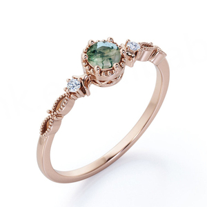 แหวนเงินแท้ 925 ชุบโรเดียม งานแฮนด์เมด สไตล์วินเทจ ประดับมรกตมอสทรงกลม สำหรับงานแต่งงานและงานปาร์ตี้ ขายดี - Product Image 4