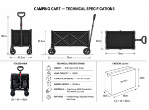 Carrito de Camping Plegable al por Mayor con Ruedas de Liberación Rápida, Mango Ajustable y Tela Oxford 600D para Exteriores - Product Image 6