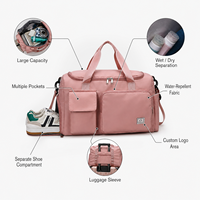 Sac de voyage Oxford personnalisé avec logo, compartiment à chaussures, grande capacité, sac de week-end pour hommes et femmes, sac de sport, sac de voyage