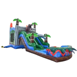 Noleggio festa di vendita calda palma castello di salto ad acqua grande dinosauro trampolino gonfiabile castello divertimento per bambini P
