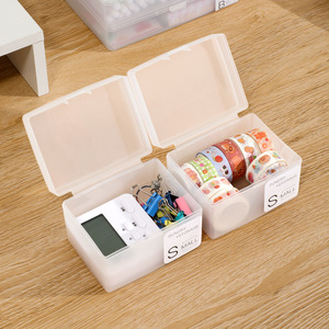 Plastic Desktop <b>Storage</b> <b>Box</b> Transparent Rectangle Covered <b>Small</b> Square Organizer For Office Desk Jewelry Card Holder - Product Image 3