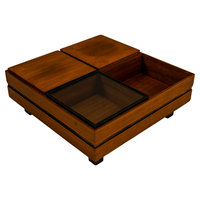 Table basse compartimentée en verre trempé au design vintage moderne du milieu du siècle Table à thé centrale en bois de teck chinois pour salon