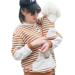 En çok satan bahar sonbahar Hoodie çizgili aile giyim eşleştirme köpek ve insan giysileri