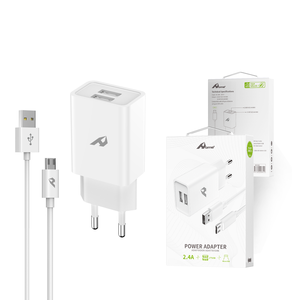 Profitez d'un câble USB vers Micro USB adaptateur réseau 2 USB x 5V/2.4A station de charge rapide avec Micro câble - Product Image 2