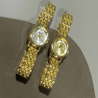 Montre à quartz ovale vintage pour femme, cadran coquille, bracelet en alliage métallique doré, élégante montre-bracelet pour femme, idéale pour un cadeau quotidien