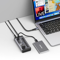 Adaptor Daya Colorii CP07A dengan Sakelar On/off USB C HUB 7 in 1 Konverter 10Gbps Usb C Data Hub