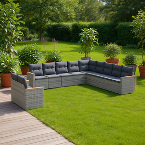 Ensemble de canapés de jardin en rotin, 10 places, meubles d'extérieur résistants aux intempéries, design contemporain - Product Image 3