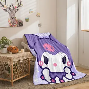 Cobertor de verão KT gatos Kawaii desenhos animados estampado dupla face anime manta de ar condicionado leve e fina