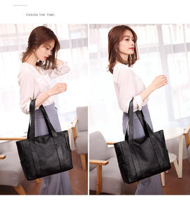 Borsa a Tracolla <span class=keywords><strong>Grande</strong></span> in Pelle PU Nera con Cinghia Larga per <span class=keywords><strong>Donna</strong></span>, Vendita Calda - Product Image 2