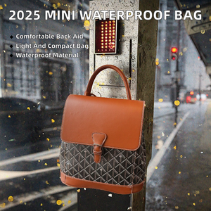 High-end Women's Summer 2025 New Model <b>Mini</b> Backpack Color-Blocked Lightweight Crossbody Versatile School <b>Bag</b> PU Polyester - Product Image 2