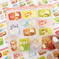 Feuilles de stickers personnalisées mignonnes en forme de dessin animé holographique, découpées à la forme, sur mesure