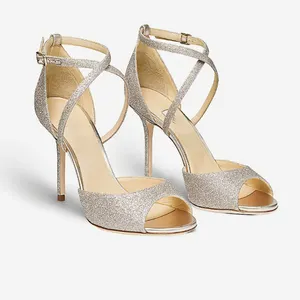 High Quality Summer Ladies High Heel Shoes Sexy Sandals For Ladies High Heeled Women's Shoes In Satin For Parties