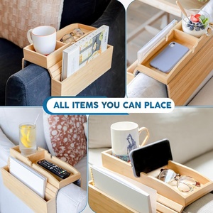 Tre Non-Slip <span class=keywords><strong>sofa</strong></span> tay vịn Khay bảng couch cup chủ cánh tay khay tổ chức với <span class=keywords><strong>Side</strong></span> lưu trữ túi - Product Image 5