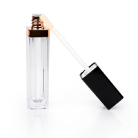 Tubos de Brillo Labial Cuadrados Personalizados, Vacíos, Esmerilados, Transparentes, con Tapa de Rosca y Aplicador Grueso, Impresión Serigráfica