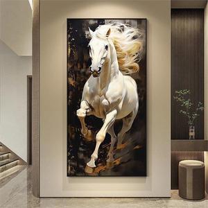 Tableau encadré en porcelaine de cristal Xuan Guang, motif cheval, pour entrée de maison, murale de salon, peinture lumineuse moderne, collection Cheval Arrives Succès - Product Image 2