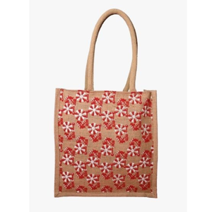ถุงผ้าปอกระเจาพิมพ์ลายสีแดงใช้ซ้ำได้เป็นมิตรกับสิ่งแวดล้อมสำหรับซื้อของชำให้ของขวัญและใช้ในชีวิตประจำวัน - Product Image 6
