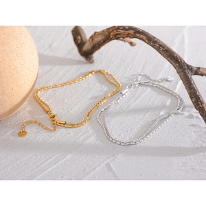 JINYOU 1828 Chaîne Classique Double Couche Exquise en Acier Inoxydable Bracelet de Cheville Élégant pour <span class=keywords><strong>Femme</strong></span> Tendance Été Charme <span class=keywords><strong>Bijoux</strong></span> Or Argent - Product Image 3