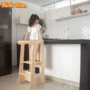 Xiair bambino bambino Aiuti in cucina in legno regolabile passo sgabello pieghevole disegno multifunzione torre di apprendimento per i bambini